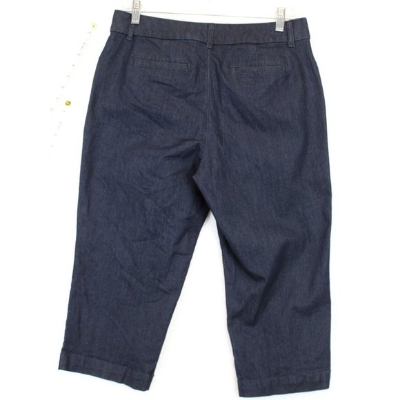 St. John's Bay Capri Jeans Women 10 Blue Denim High Rise Stretch Dark Wash - Picture 2 of 12